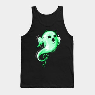 Cute Kawaii Green Ghost Flying By On Halloween Tank Top